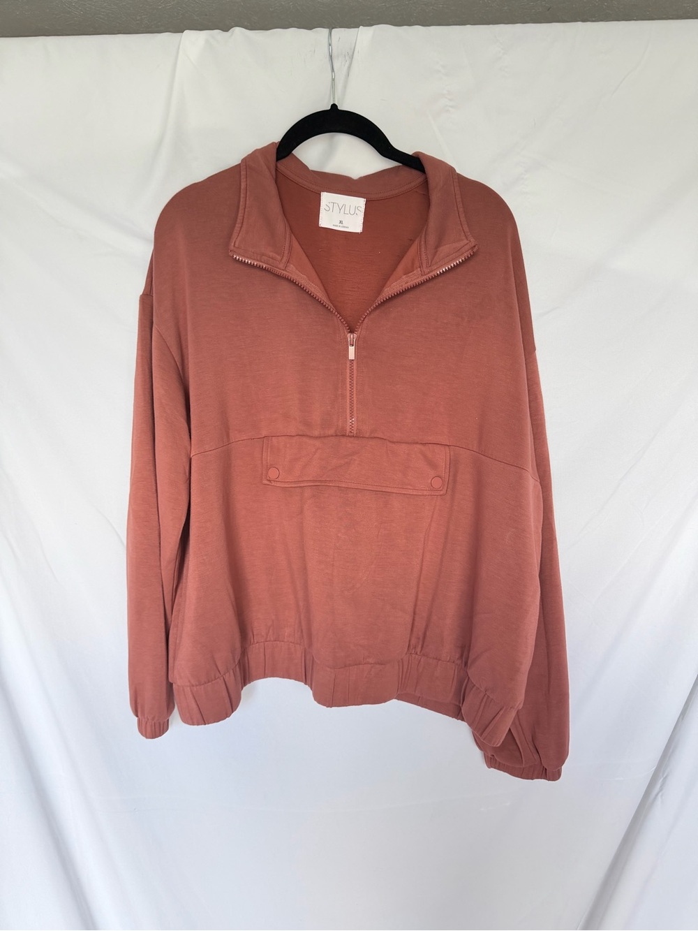 Stylus Women's Half-Zip Pullover Sweater - Dusty Rose/Orange